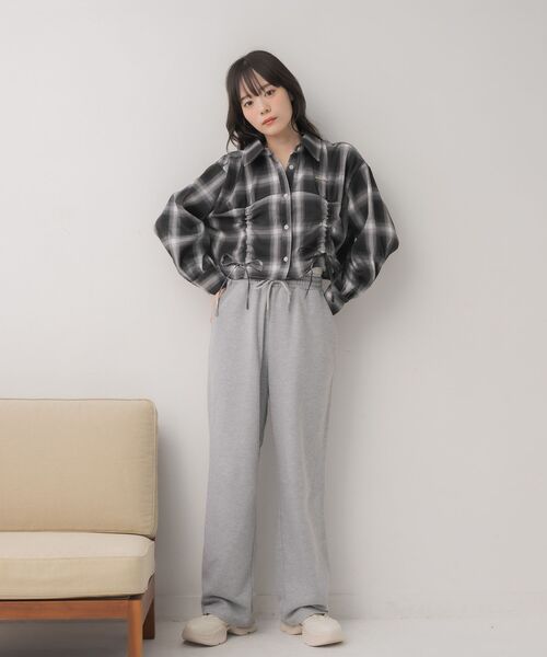 フロントドロストチェックSH（シャツ/ブラウス）｜ems excite