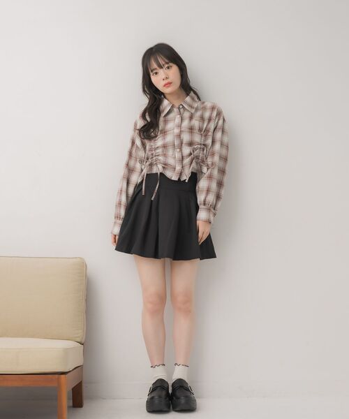 ems excite（エムズエキサイト）の「フロントドロストチェックSH（シャツ/ブラウス・レディース・ホワイト系その他/ブルー系その他2/ブラック系その他2・FREE）」の6枚目の写真