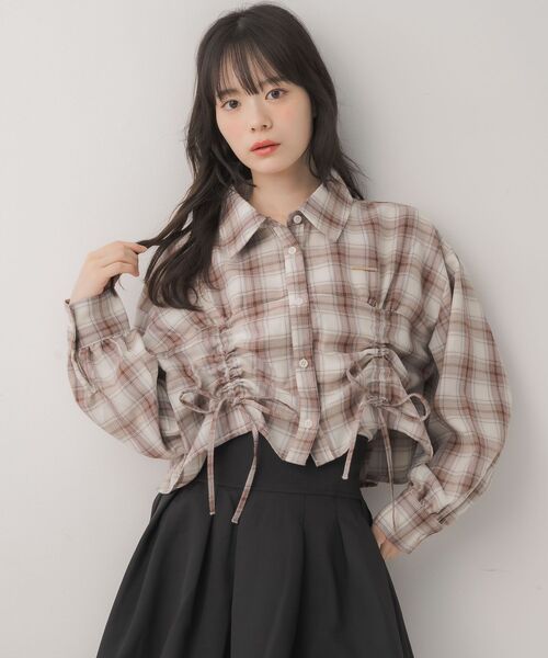 ems excite（エムズエキサイト）の「フロントドロストチェックSH（シャツ/ブラウス・レディース・ホワイト系その他/ブルー系その他2/ブラック系その他2・FREE）」の10枚目の写真