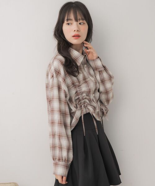 ems excite（エムズエキサイト）の「フロントドロストチェックSH（シャツ/ブラウス・レディース・ホワイト系その他/ブルー系その他2/ブラック系その他2・FREE）」の11枚目の写真