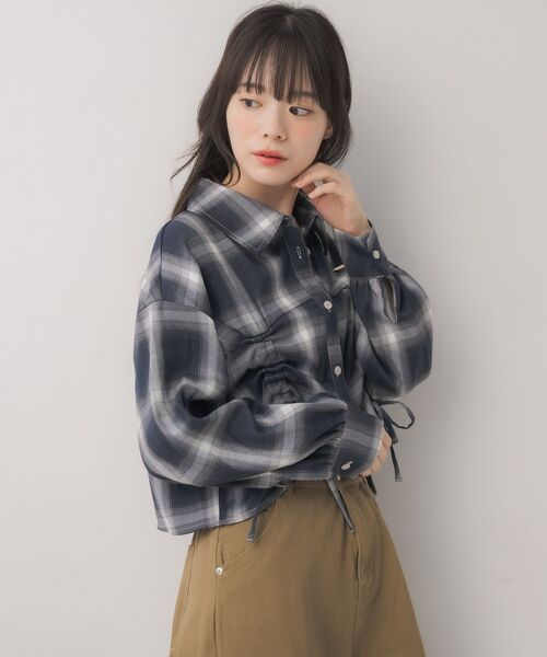 ems excite（エムズエキサイト）の「フロントドロストチェックSH（シャツ/ブラウス・レディース・ホワイト系その他/ブルー系その他2/ブラック系その他2・FREE）」の19枚目の写真