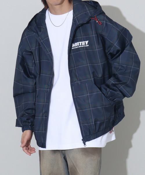 パラディーゾ メンズL ウィンドブルゾン フード付き 新品未使用 黒チェック柄 セール】チェックフードブルゾン（ブルゾン）｜Art re A select