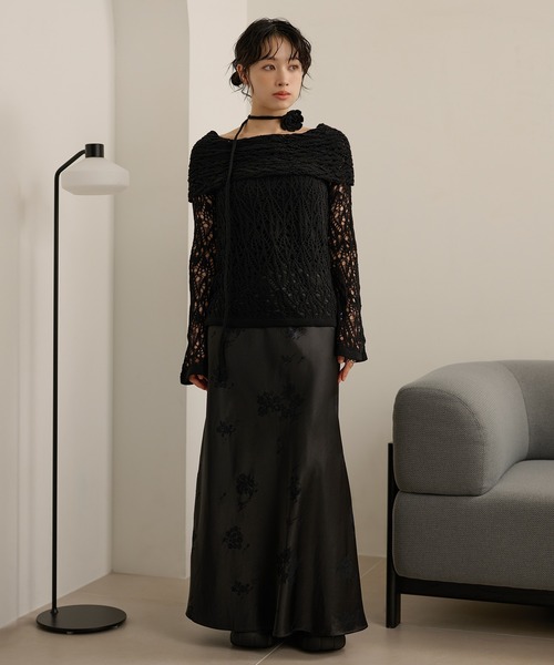 LAULEN(ローレン)の「choker turn back lace knit /チョーカー付き折り返しレース編みニットトップス(ニット/セーター・レディース・ブラウン/ブラック/アイボリー・FREE)」の10枚目の写真