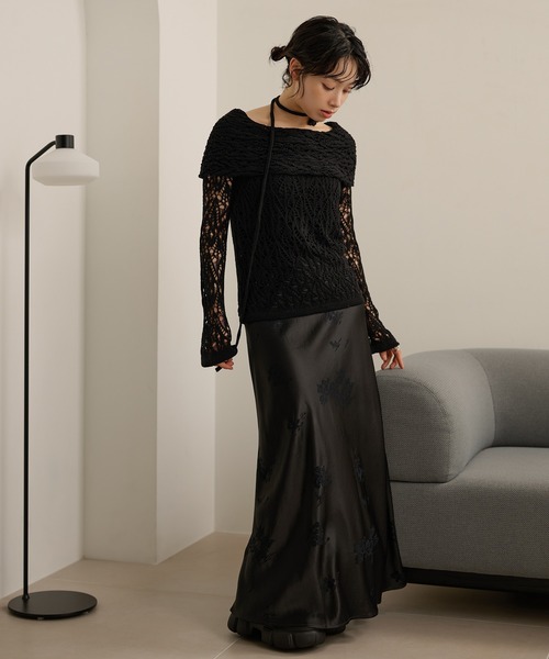 LAULEN(ローレン)の「choker turn back lace knit /チョーカー付き折り返しレース編みニットトップス(ニット/セーター・レディース・ブラウン/ブラック/アイボリー・FREE)」の11枚目の写真