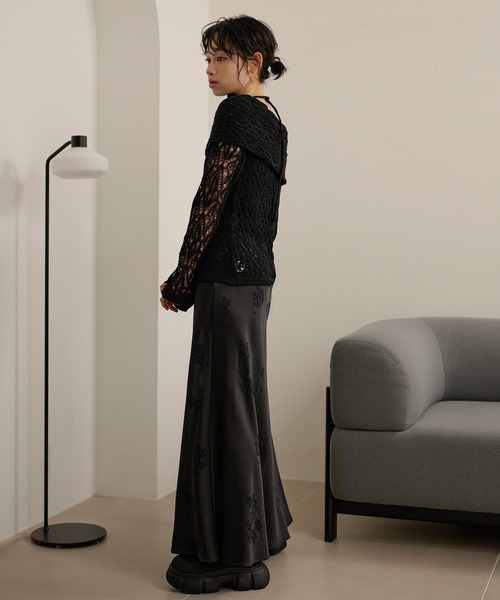 LAULEN(ローレン)の「choker turn back lace knit /チョーカー付き折り返しレース編みニットトップス(ニット/セーター・レディース・ブラウン/ブラック/アイボリー・FREE)」の12枚目の写真