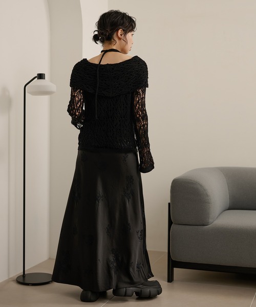 LAULEN(ローレン)の「choker turn back lace knit /チョーカー付き折り返しレース編みニットトップス(ニット/セーター・レディース・ブラウン/ブラック/アイボリー・FREE)」の13枚目の写真