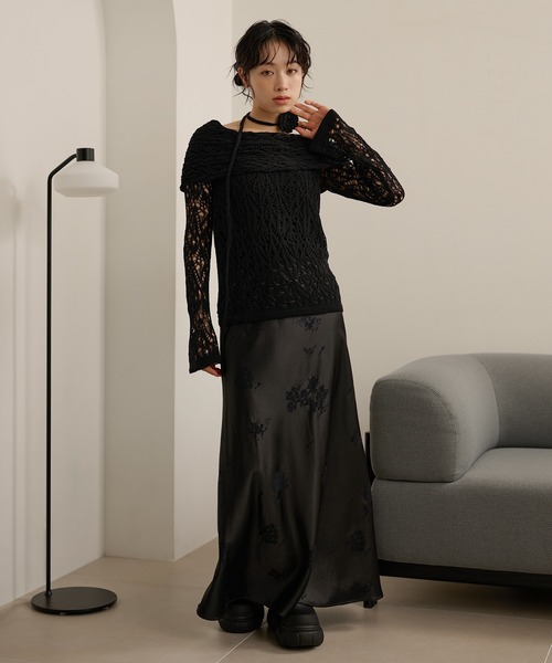 LAULEN(ローレン)の「choker turn back lace knit /チョーカー付き折り返しレース編みニットトップス(ニット/セーター・レディース・ブラウン/ブラック/アイボリー・FREE)」の14枚目の写真