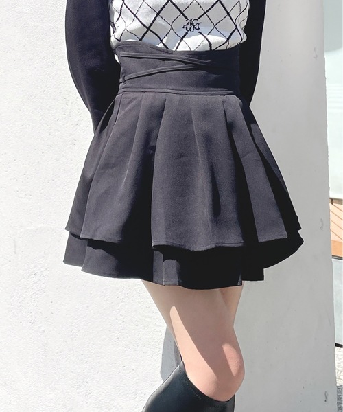 abc une face（アーベーセーアンフェイス）の「クロスリボンWフレアスカート（スカート・レディース・ブラック/ブラック系その他/ダークグレー/ブラック系その他2・FREE）」の17枚目の写真