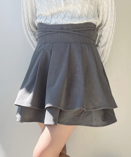 abc une face（アーベーセーアンフェイス）の「クロスリボンWフレアスカート（スカート・レディース・ブラック/ブラック系その他/ダークグレー/ブラック系その他2・FREE）」の11枚目の写真