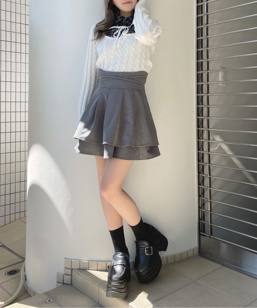 abc une face（アーベーセーアンフェイス）の「クロスリボンWフレアスカート（スカート・レディース・ブラック/ブラック系その他/ダークグレー/ブラック系その他2・FREE）」の16枚目の写真