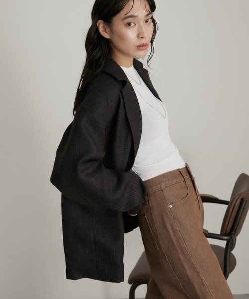 Aunt Marie's（アントマリーズ）の「ツイードライクオーバージャケット（テーラードジャケット・レディース・ブラック/グレー・FREE）」の16枚目の写真