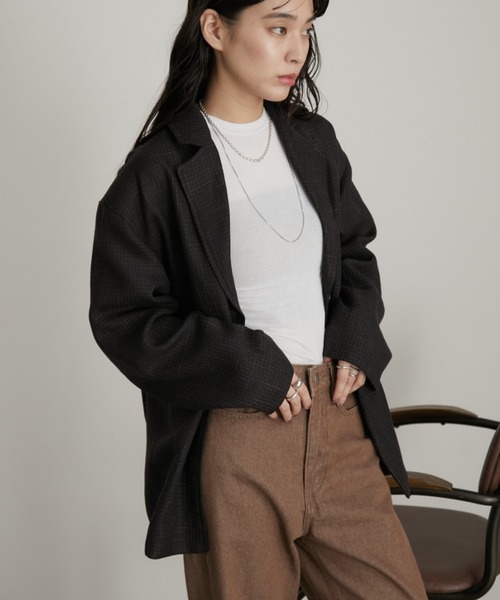 Aunt Marie's（アントマリーズ）の「ツイードライクオーバージャケット（テーラードジャケット・レディース・ブラック/グレー・FREE）」の14枚目の写真