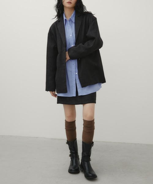 Aunt Marie's（アントマリーズ）の「ツイードライクオーバージャケット（テーラードジャケット・レディース・ブラック/グレー・FREE）」の12枚目の写真