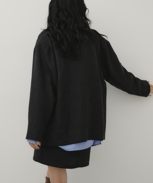 Aunt Marie's（アントマリーズ）の「ツイードライクオーバージャケット（テーラードジャケット・レディース・ブラック/グレー・FREE）」の9枚目の写真