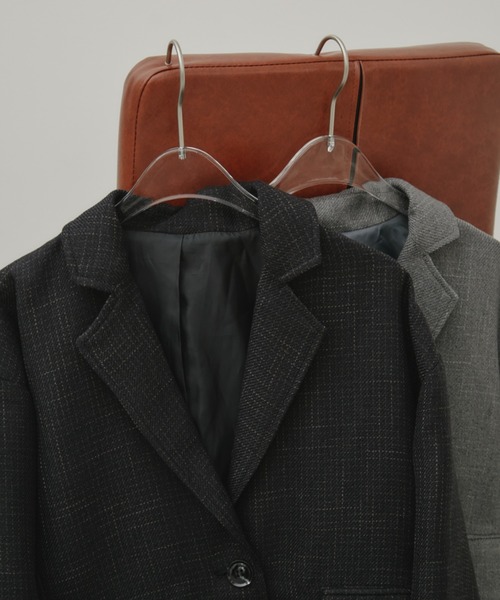 Aunt Marie's（アントマリーズ）の「ツイードライクオーバージャケット（テーラードジャケット・レディース・ブラック/グレー・FREE）」の3枚目の写真