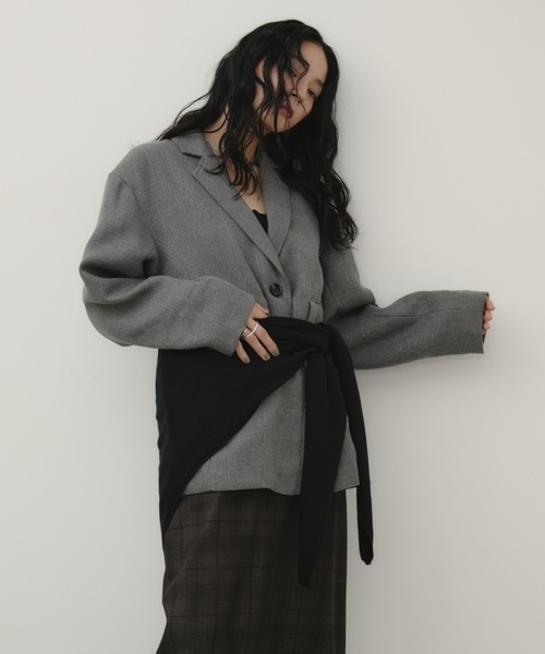 Aunt Marie's（アントマリーズ）の「ツイードライクオーバージャケット（テーラードジャケット・レディース・ブラック/グレー・FREE）」の21枚目の写真