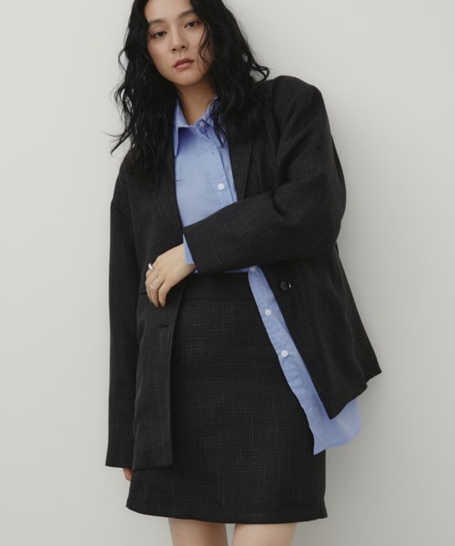 Aunt Marie's（アントマリーズ）の「ツイードライクオーバージャケット（テーラードジャケット・レディース・ブラック/グレー・FREE）」の6枚目の写真