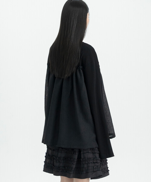 Bshop（ビショップ）の「eunoia | フリル レイヤーTシャツ WOMEN（シャツ/ブラウス・レディース・ブラック/ホワイト・ONE）」の10枚目の写真