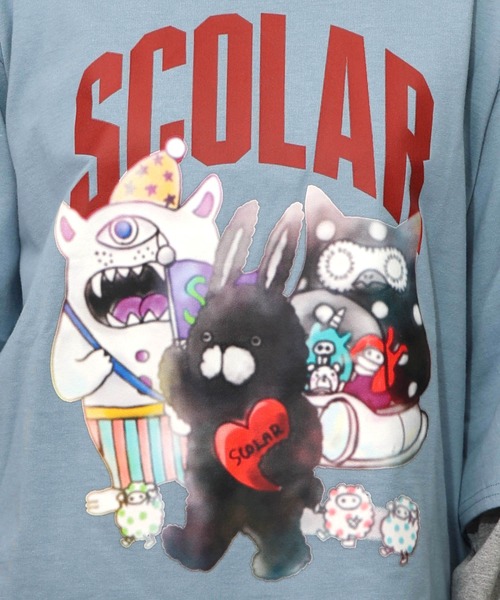 153623：スカラーキャラクターズ柄 レイヤード風ロンT（Tシャツ
