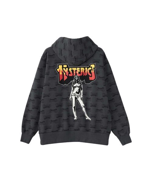 hysteric glamour ネイビー 総柄パーカー　サイズFREE ヒステリックグラマー オーバーサイズパーカー