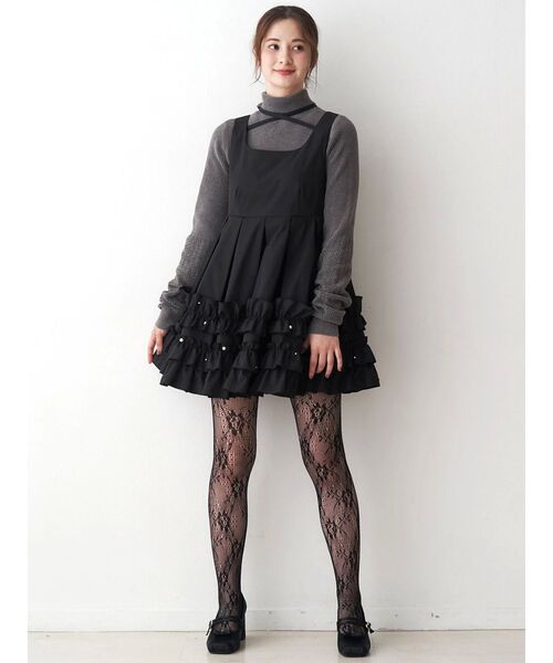 CALNAMUR（カルナムール）の「ミニフリルノースリーブワンピース（ワンピース・レディース・ブラック/グレー・FREE）」の3枚目の写真