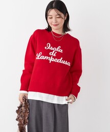 ニット/セーター（レッド/赤色系・刺繍）ファッション通販