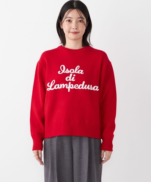 SHIPS Colors:〈手洗い可能〉スウェット ライク サガラ ロゴ ニット