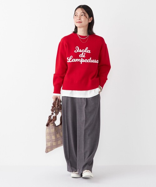 SHIPS Colors:〈手洗い可能〉スウェット ライク サガラ ロゴ ニット