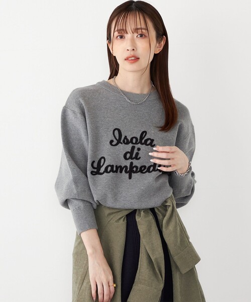 SHIPS Colors:〈手洗い可能〉スウェット ライク サガラ ロゴ ニット