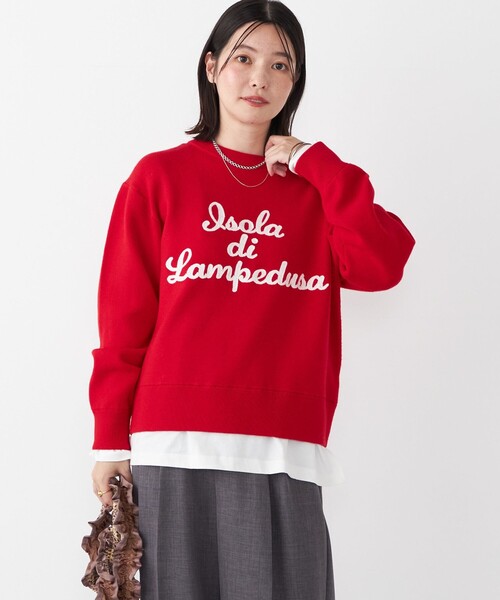 SHIPS Colors:〈手洗い可能〉スウェット ライク サガラ ロゴ ニット