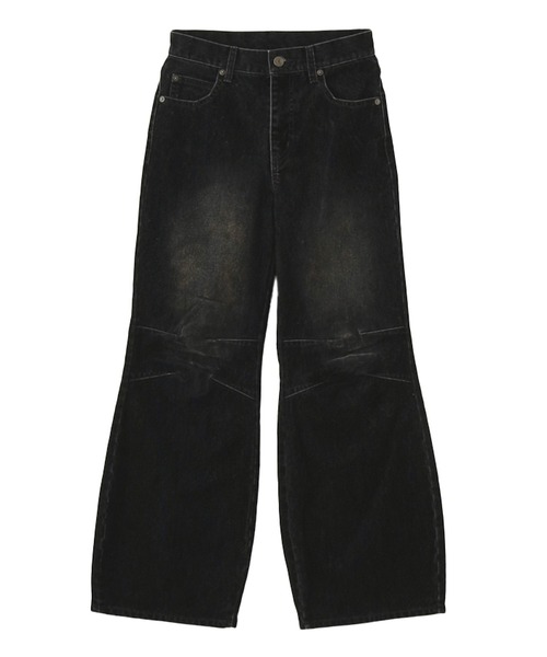 X-girl(エックスガール)の「FLOCKED DENIM FLARE PANTS(デニムパンツ・レディース・ブラック/インディゴブルー・S/M)」の8枚目の写真