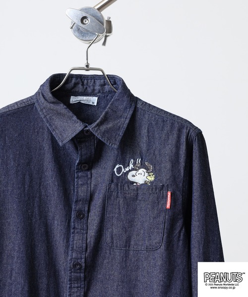 PEANUTS 刺繍デニム長袖シャツ（シャツ/ブラウス）｜PEANUTS