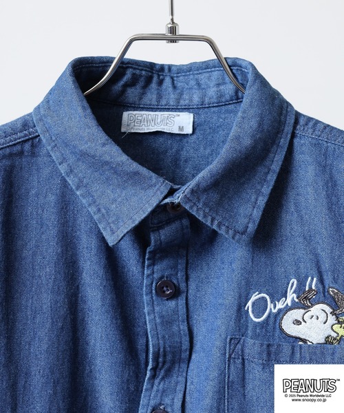 PEANUTS(ピーナッツ)の「PEANUTS 刺繍デニム長袖シャツ(シャツ/ブラウス・メンズ・ネイビー系1/ネイビー系/ブルー系1/ブルー系・M/LL/L)」の19枚目の写真
