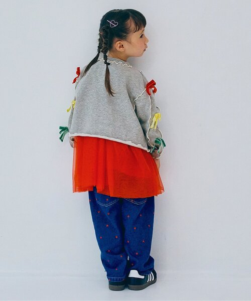 p.premier（ピードットプルミエ）の「【ジュニア対応】メニィメロウ&リボントレーナー（スウェット・キッズ・グレー/ブラック/サーモンピンク・80/90/100/110/120/130/140）」の7枚目の写真