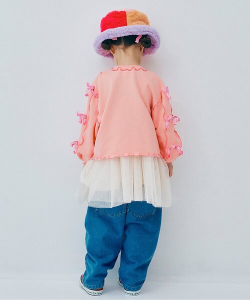 p.premier（ピードットプルミエ）の「【ジュニア対応】メニィメロウ&リボントレーナー（スウェット・キッズ・グレー/ブラック/サーモンピンク・80/90/100/110/120/130/140）」の9枚目の写真