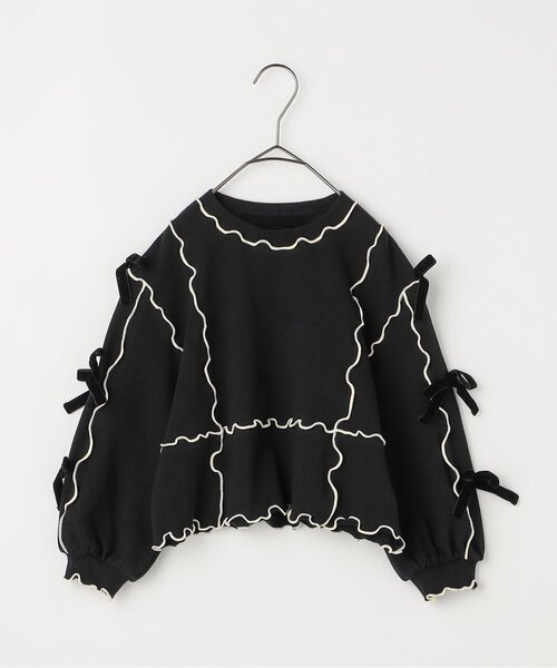 p.premier（ピードットプルミエ）の「【ジュニア対応】メニィメロウ&リボントレーナー（スウェット・キッズ・グレー/ブラック/サーモンピンク・80/90/100/110/120/130/140）」の12枚目の写真