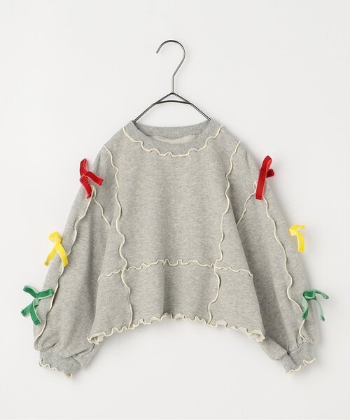 p.premier（ピードットプルミエ）の「【ジュニア対応】メニィメロウ&リボントレーナー（スウェット・キッズ・グレー/ブラック/サーモンピンク・80/90/100/110/120/130/140）」の15枚目の写真