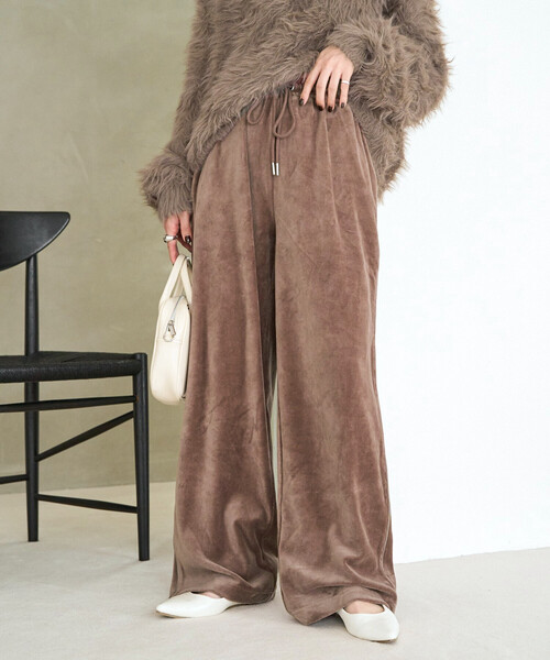 限定展開 カット ベロア ライン ワイド パンツ（その他パンツ