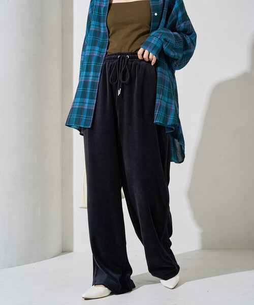 限定展開 カット ベロア ライン ワイド パンツ（その他パンツ