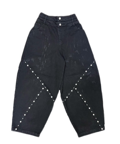 DIG YOUR OWN GRAVE(ディグユアオウングレイブ)の「【DIG YOUR OWN GRAVE】DOUBLE UP PANTS / 【ディグユアオウングレイブ】ダブルアップデニムパンツ(デニムパンツ・メンズ・ブラック・M/L)」の4枚目の写真