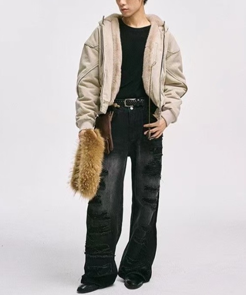 ドルガバ 【セール】ベスト【超レア】ファー×デニム ファーフード メンズ ドルガバ 【セール】ベスト【超レア】ファー×デニム ファーフード