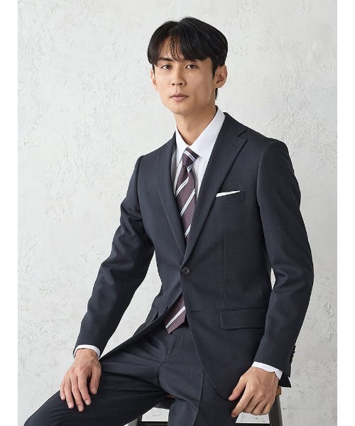 セール《WASH SUIT》WEB限定スーツ洗える&frasl;4WAYストレッチ織柄