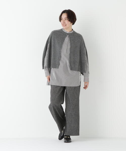 human woman(ヒューマンウーマン)の「◆シルクネップツイルツィードベイカーセミワイドパンツ(その他パンツ・レディース・ブラック/ベージュ・SMALL/MEDIUM/LARGE)」の3枚目の写真