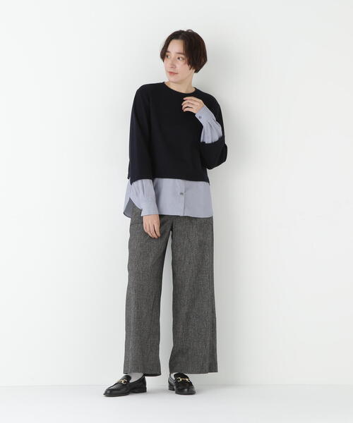 human woman(ヒューマンウーマン)の「◆シルクネップツイルツィードベイカーセミワイドパンツ(その他パンツ・レディース・ブラック/ベージュ・SMALL/MEDIUM/LARGE)」の5枚目の写真