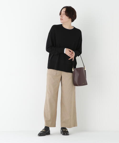 human woman(ヒューマンウーマン)の「◆シルクネップツイルツィードベイカーセミワイドパンツ(その他パンツ・レディース・ブラック/ベージュ・SMALL/MEDIUM/LARGE)」の14枚目の写真