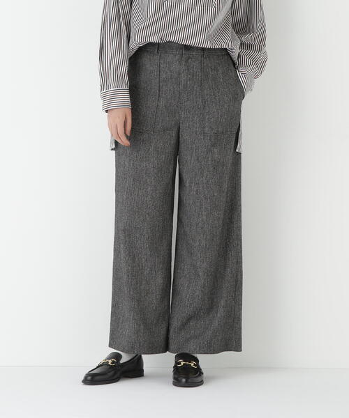 human woman(ヒューマンウーマン)の「◆シルクネップツイルツィードベイカーセミワイドパンツ(その他パンツ・レディース・ブラック/ベージュ・SMALL/MEDIUM/LARGE)」の2枚目の写真