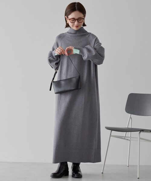 AMERICAN HOLIC（アメリカンホリック）の「バイパチモックネックニットワンピース（ワンピース・レディース・ブラック/杢グレー/ネイビー・M/L）」の10枚目の写真