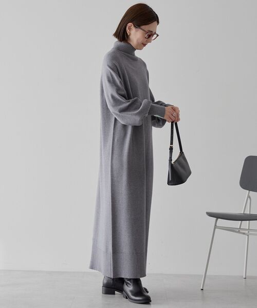 AMERICAN HOLIC（アメリカンホリック）の「バイパチモックネックニットワンピース（ワンピース・レディース・ブラック/杢グレー/ネイビー・M/L）」の12枚目の写真