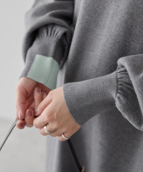 AMERICAN HOLIC（アメリカンホリック）の「バイパチモックネックニットワンピース（ワンピース・レディース・ブラック/杢グレー/ネイビー・M/L）」の14枚目の写真