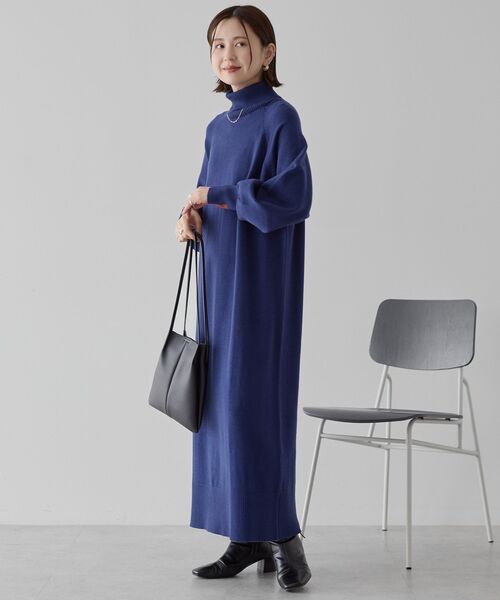 AMERICAN HOLIC（アメリカンホリック）の「バイパチモックネックニットワンピース（ワンピース・レディース・ブラック/杢グレー/ネイビー・M/L）」の15枚目の写真